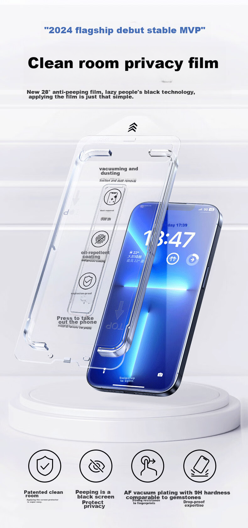 DIVI [Super Value 2-Pack] Privacy Screen Protector for Apple IPhone 13/14/13Pro, Anti-Dust Anti-Peeping Anti-Shatter Anti-Fingerprint Tempered Glass Film for IPhone 17e/16E, Dust-Free Installatio 5