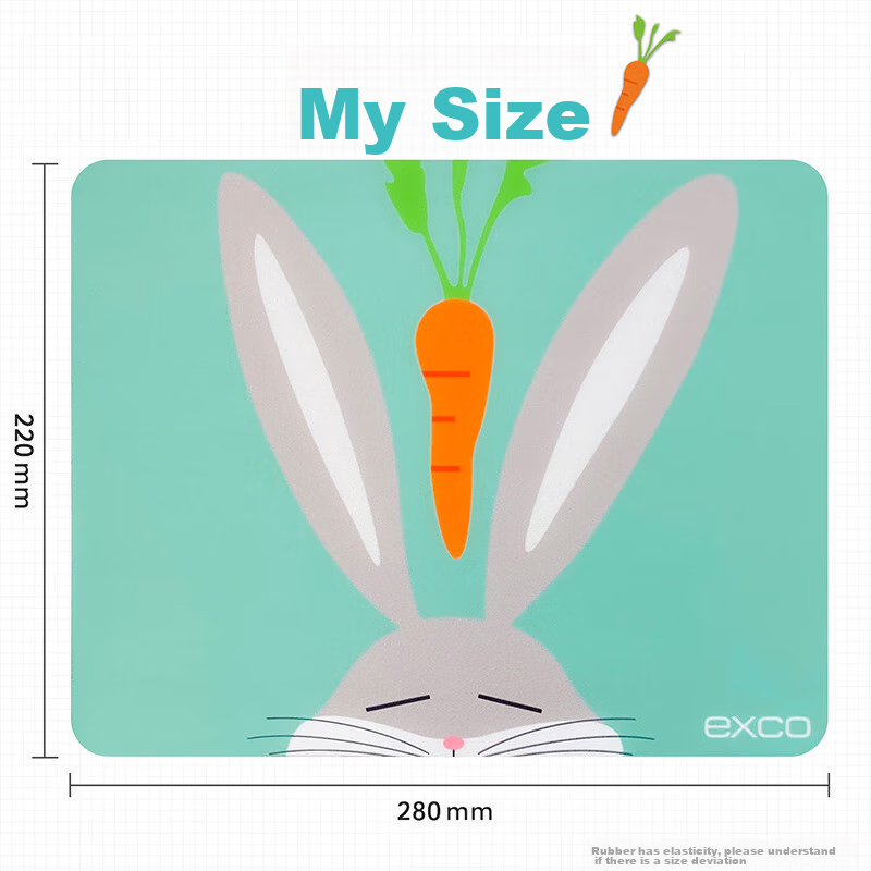 EXCO Radish Rabbit Thin Anime Cartoon Cute Mouse Pad, Computer Laptop Desk Mat, Small External Non-Slip Mouse Pad for Girls, Washable Office Mouse Pad, Add-On Item 0300 9