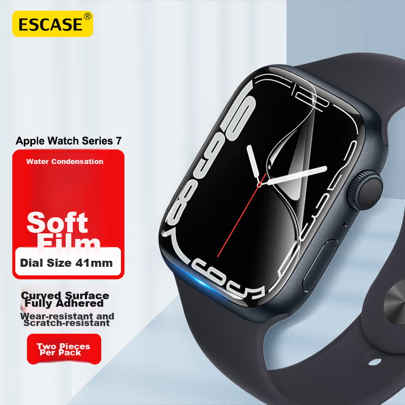 ESCASE [Two-Pack] Apple Watch Screen Protector Compatible with S8/SE2, Universal for Apple Watch 7/6/5/4, 41/40mm Full Coverage Anti-Scratch Anti-Fingerprint Hydrogel Soft Film