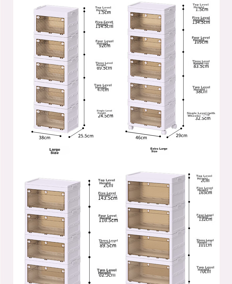 Haoer Foldable Storage Box, No Installation Required, for Home Use, Foldable Cabinet, Wardrobe, Quilt Storage, Toy Organizer, Clothes Storage Cabinet, 54cm, Four Layers 13