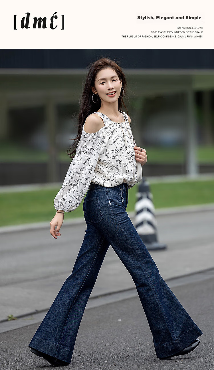 Dme [Qingyan Fanhua] Spring And Autumn Korean-Style Beautiful Women's Design-Inspired Off-Shoulder Shirt, Delicate And Comfortable, Slimming Blouse 1