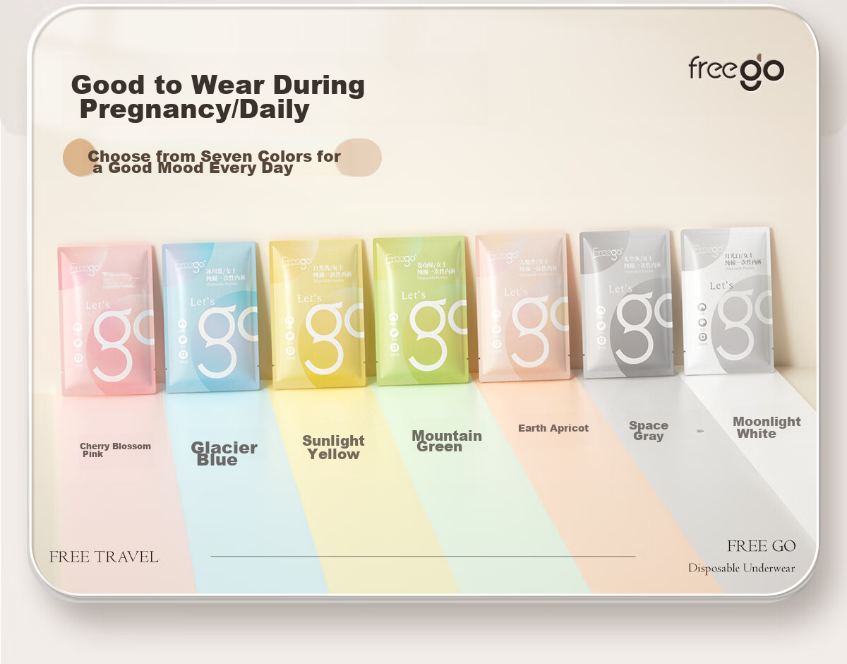 Freego Colored Pure Cotton Disposable Underwear for Women, Sterilized, No-Wash, Daily Disposable, for Pregnant Women, Postpartum, Menstrual Period, Travel, XL Size, 7-Pack 6