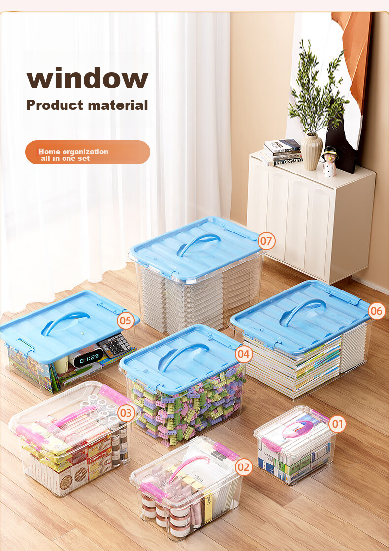 JEKO&JEKO Plastic Storage Box, Toy Organizer, Snack Container, Medicine Box, Storage Bin, 12L Capacity, Set of 3 3
