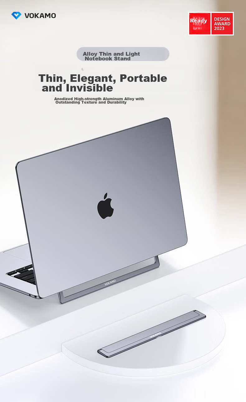 VOKAMO Invisible Portable Laptop Stand Compatible with Huawei Mate, Lenovo Computers, X Apple MacBook Pro/Air Laptops, Aluminum Alloy Computer Desk Support Riser 1
