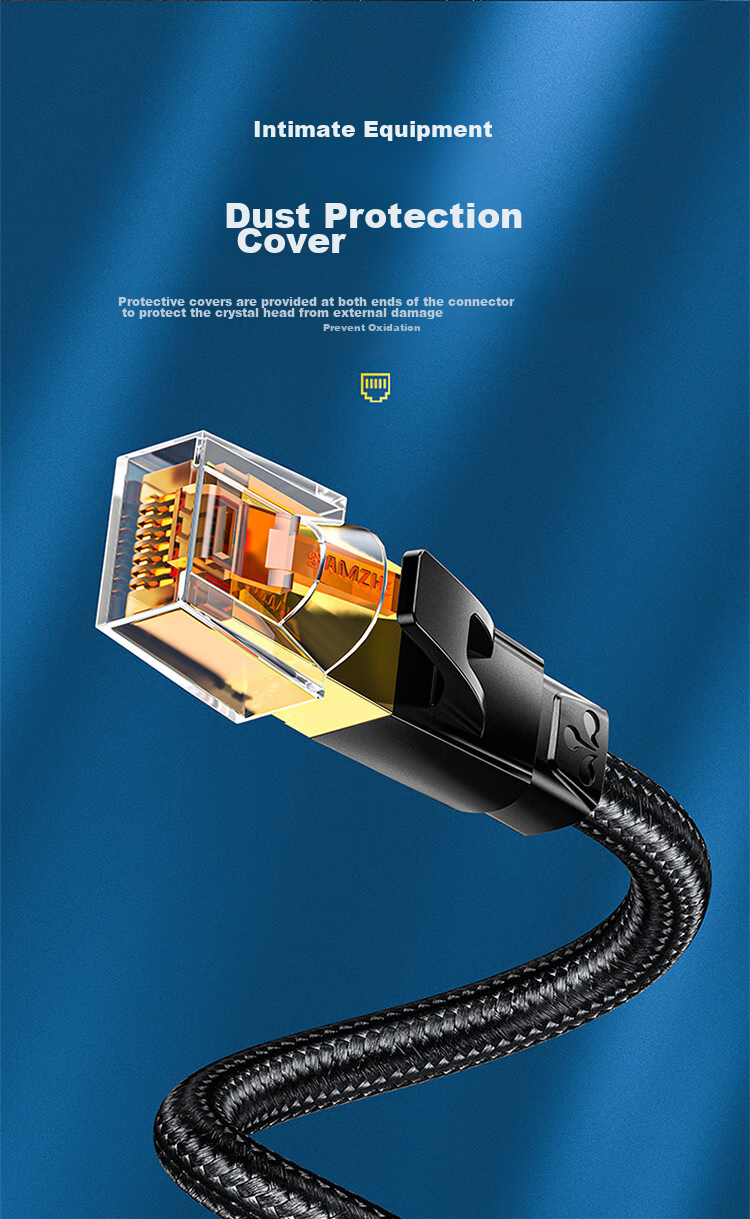 SAMZHE Cat7 Ethernet Cable, 10 Gigabit Double-Shielded Connection Cable, Category 7 Twisted Pair Computer Gaming E-Sports 8-Core Surveillance Pure Copper Double-Braided Network Patch Cable 1.5 Meters RJ7015M 14