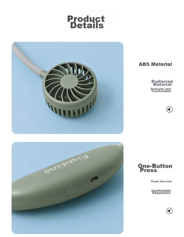 HANASS Neck-Hanging Mini Fan, Quiet Portable Rechargeable Fan, Dorm Office Companion USB Air Cooler, Small Fan for Dormitory, Back-To H9 9