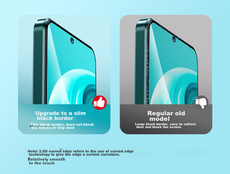 LLUNC [2-Pack] Tempered Glass Screen Protector for Huawei Enjoy 70 Pro, Full Coverage Ultra-Thin All-Glass Protective Film, Shatterproof Anti-Fingerprint Screen Film 5