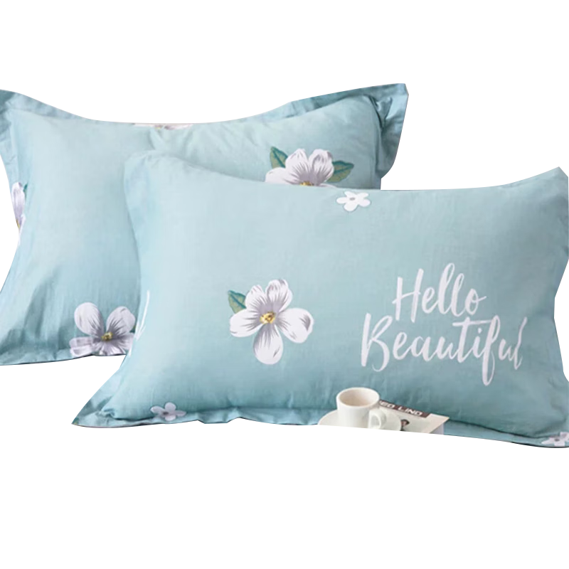 AVIVI Cotton Pillowcases, Set of Two, All-Cotton Pillow Covers, Colorful Flowers Pattern, 48*74cm