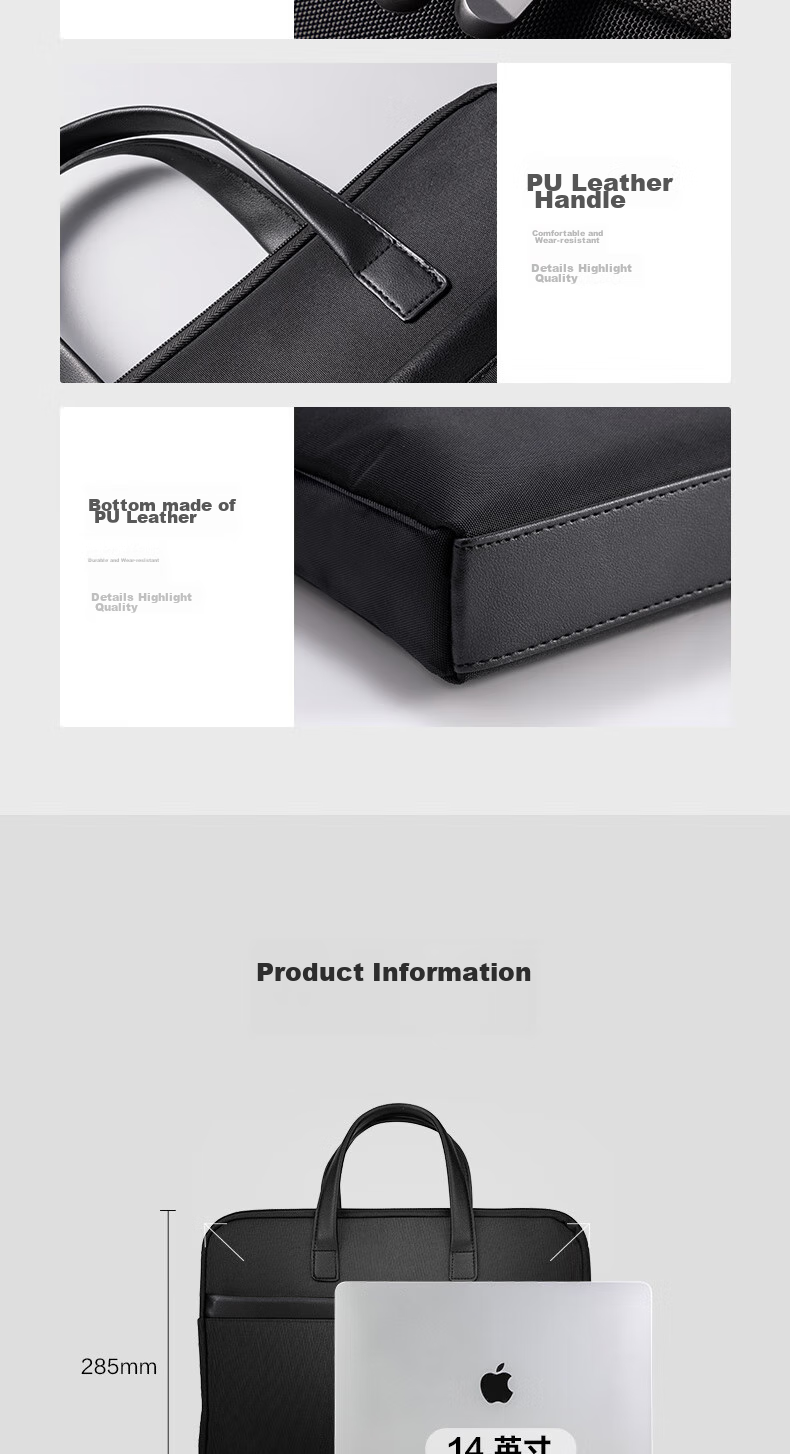 Deli [Super Popular] Briefcase, Business Casual Handbag for Men And Women, Professional Document Bag/Polyester Tote Bag/Document Case/Laptop Bag, Black 11