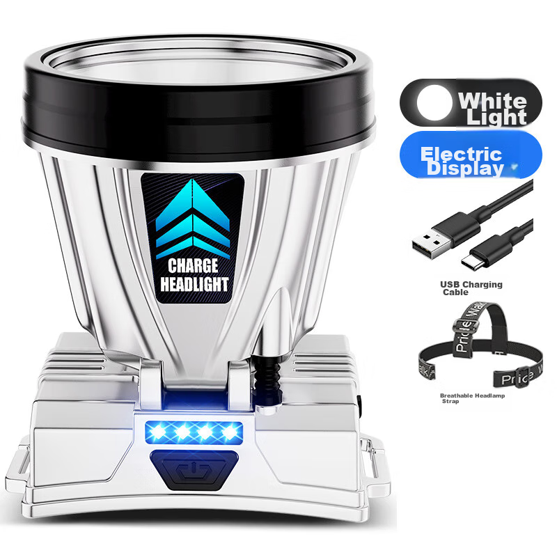 Dipuer Headlamp, Ultra-Bright High-Intensity Mining Lamp, Head-Mounted Outdoor Lighting, Night Fishing, Beach Combing, Hiking, Long Battery Life, Waterproof