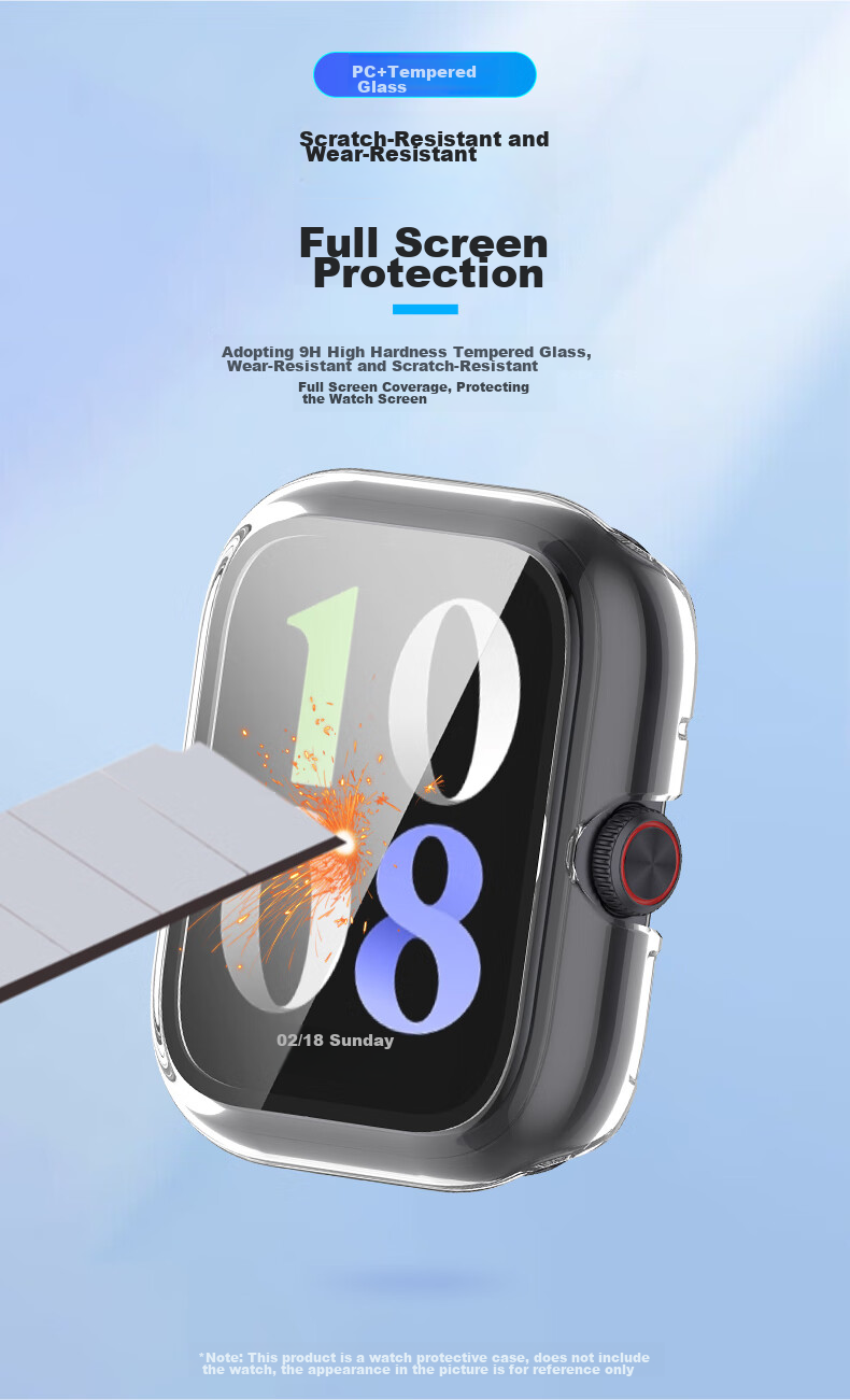 KMaxAI Protective Film And Case for Vivo/iQOO WATCH GT, Integrated Full Coverage, Watch Dial Screen Protector & Protective Cover, Anti-Fingerprint Hard Shell + Tempered Glass Film, Black 6