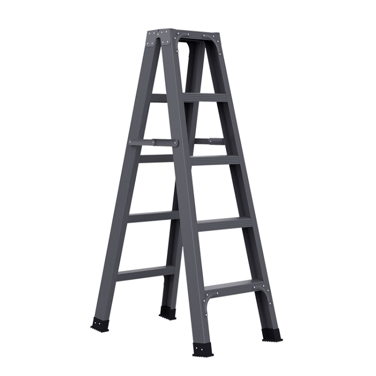 Cenggao Aluminum Alloy Household A-Frame Ladder, Foldable Engineering Ladder, Warehouse Industrial Ladder, Deep Space Gray Reinforced And Sturdy Model, 5 Steps