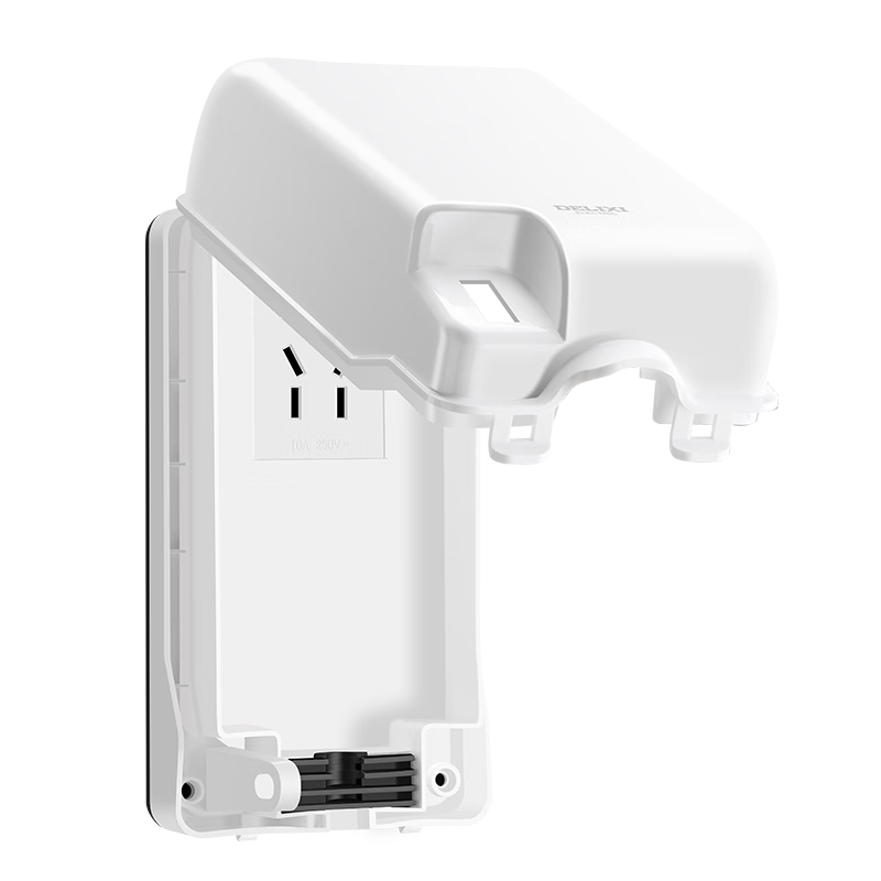 DELIXI Waterproof Socket Cover for Water Heater with Leakage Protection, Large Plug Anti-Splash Box, Five-Hole 10A Socket, White