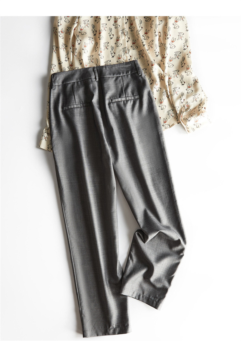Dme Cropped Pants for Spring And Autumn, New Straight-Leg Suit Pants with Fake Pockets, Casual Trousers for Women, Khaki, S 73