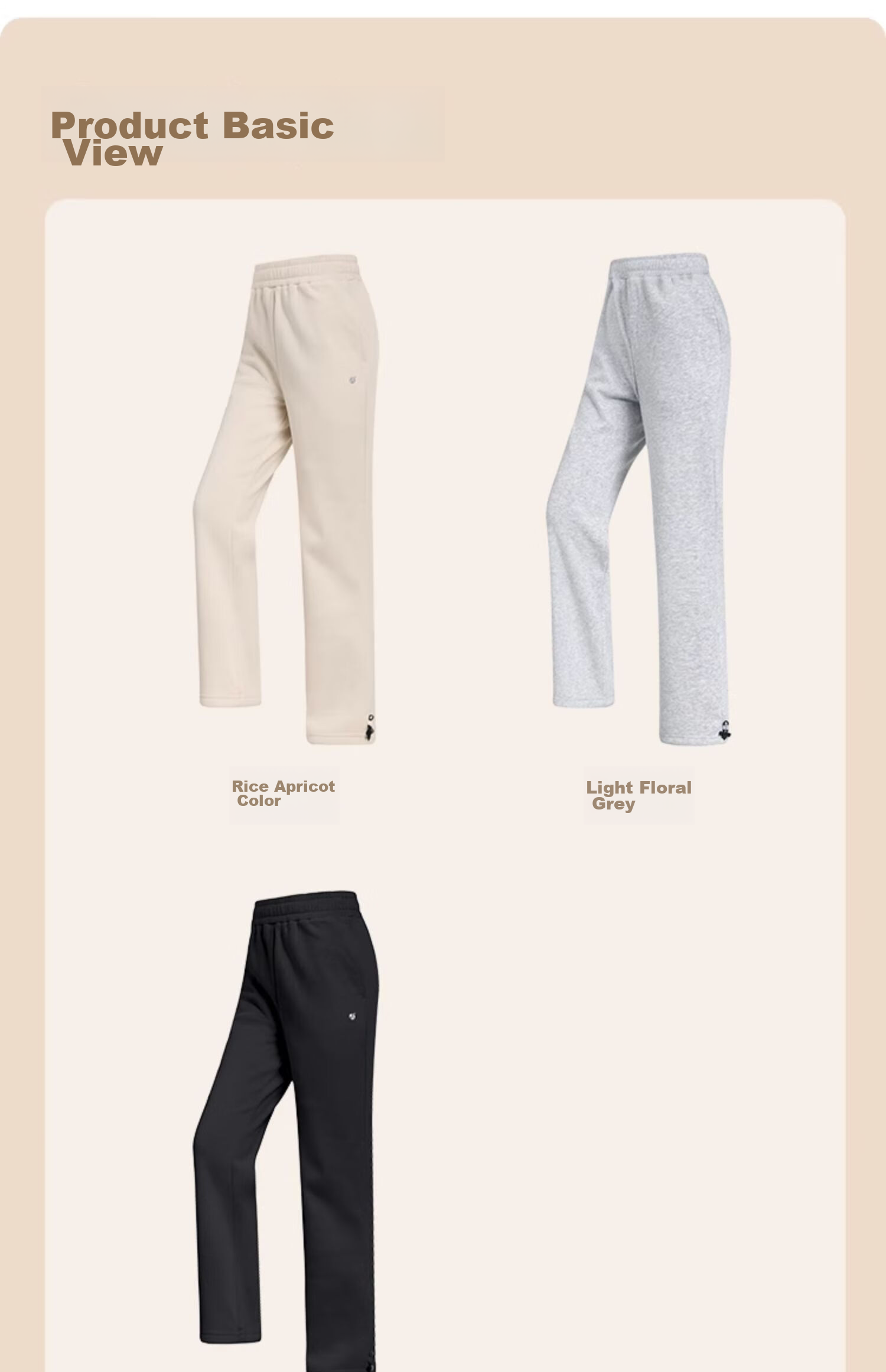 CAMEL Fleece-Lined Thickened Women's Loose Straight-Leg Pants for Running And Yoga Sweatpants Y23CY05013 Light Floral Gray S 9