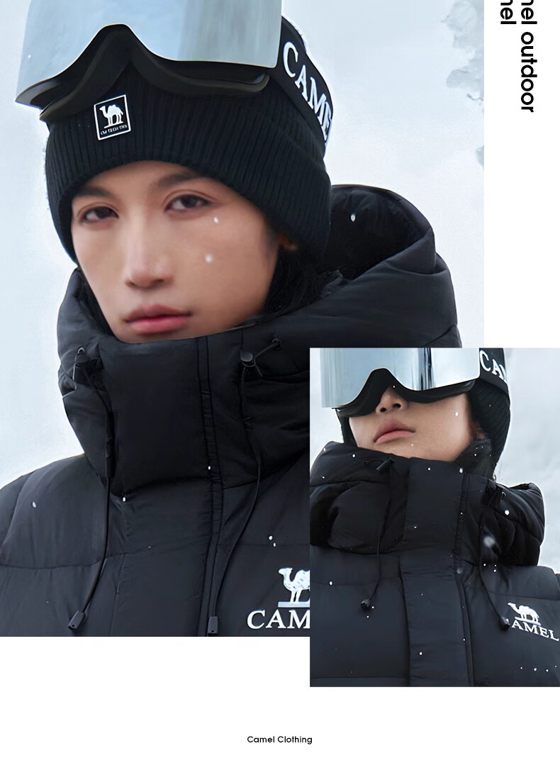 CAMEL [Wang Junkai's Style] Mid-Length down Jacket for Men And Women, Graphene Warm Coat W34CR07614 20