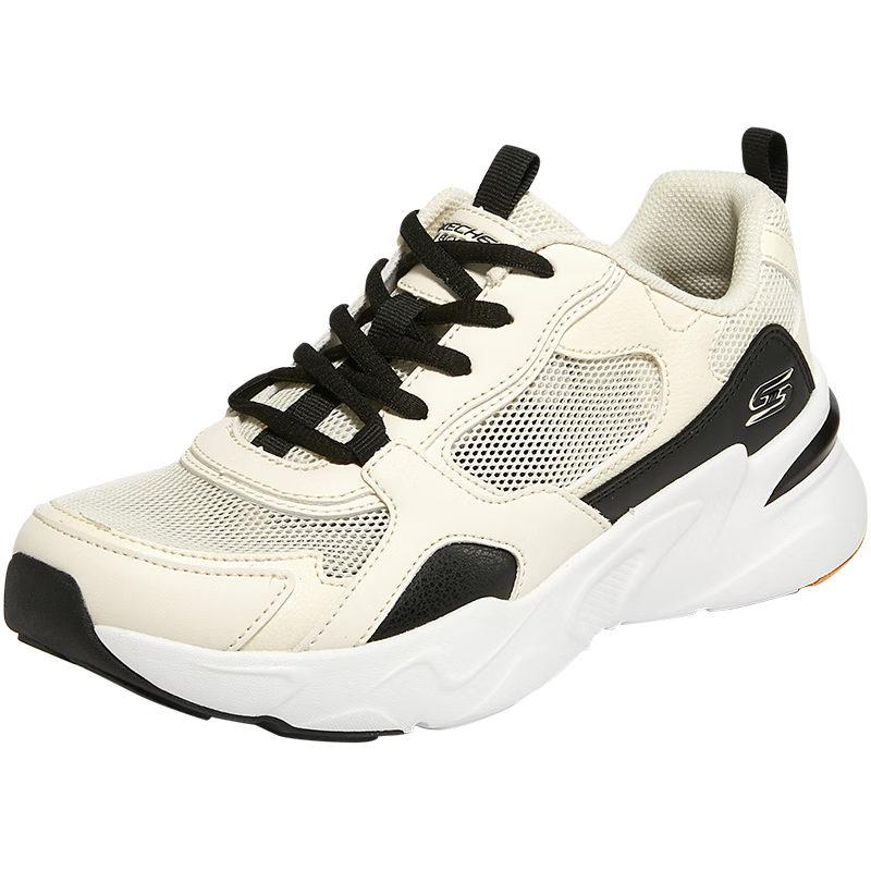 Skechers Women's Shoes, Macaron Color Chunky Sneakers, Fashionable Comfortable Sports Casual Shoes, NTBK Natural/black, Size 35.5