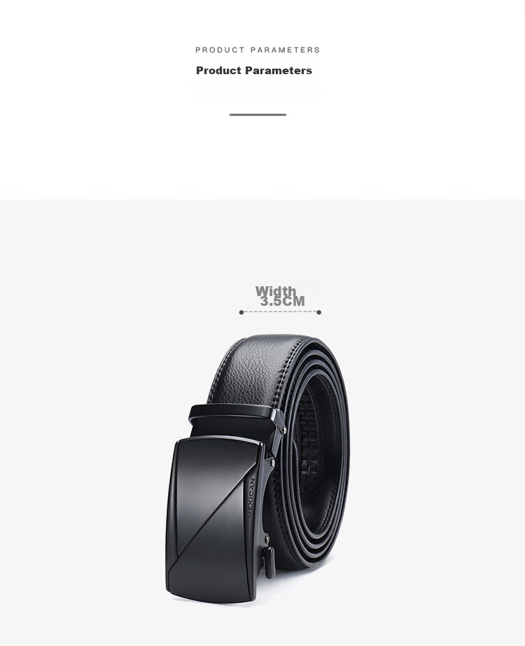 MEXICAN Leather Belt for Men, Cowhide Waistband, Business Casual Trouser Belt with Automatic Buckle, Birthday Gift 12