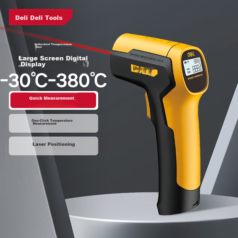 Deli Infrared Thermometer, Industrial High-Precision Temperature Gun, Kitchen Baking Water And Oil Temperature Gu