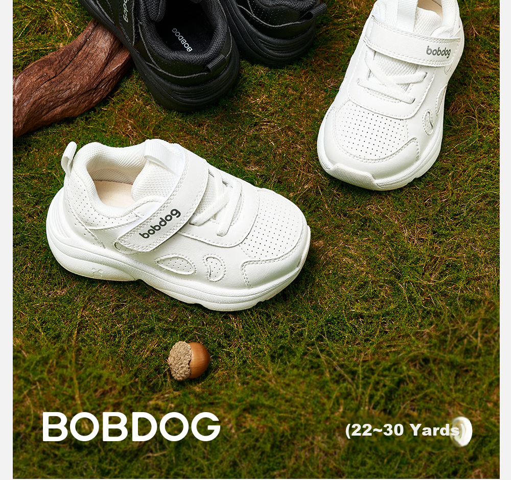 BOBDOG Children's Shoes, Toddler Walking Shoes for Boys And Girls, Spring And Autumn Versatile School White Shoes, Sneakers, Academy White, Size 24 2