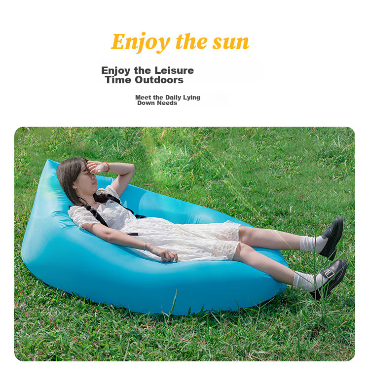 Geshu Outdoor Inflatable Sofa, Camping Chair, Concert And Music Festival Lazy Inflatable Bed, Autumn Picnic Inflatable Lounge Chair with Cushion, Orange 3