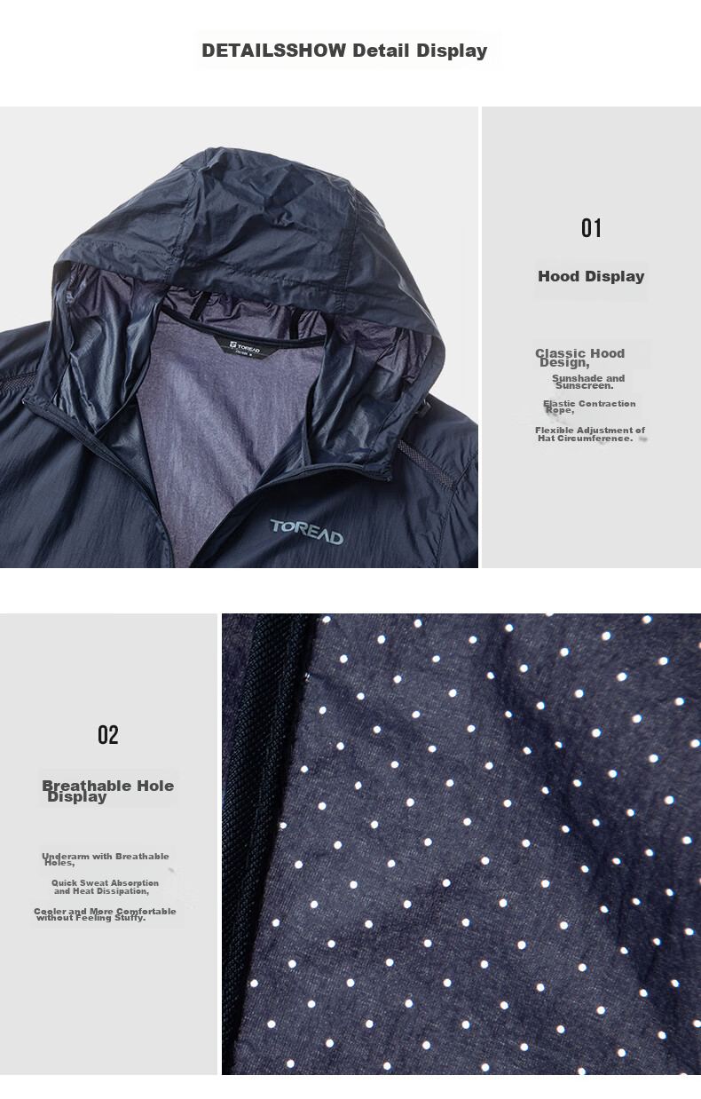 TOREAD Spring And Summer Men's Outdoor Sun Protection Jacket, Water-Repellent, Breathable, UV-Resistant Skin Coat TAZZCL81315 37