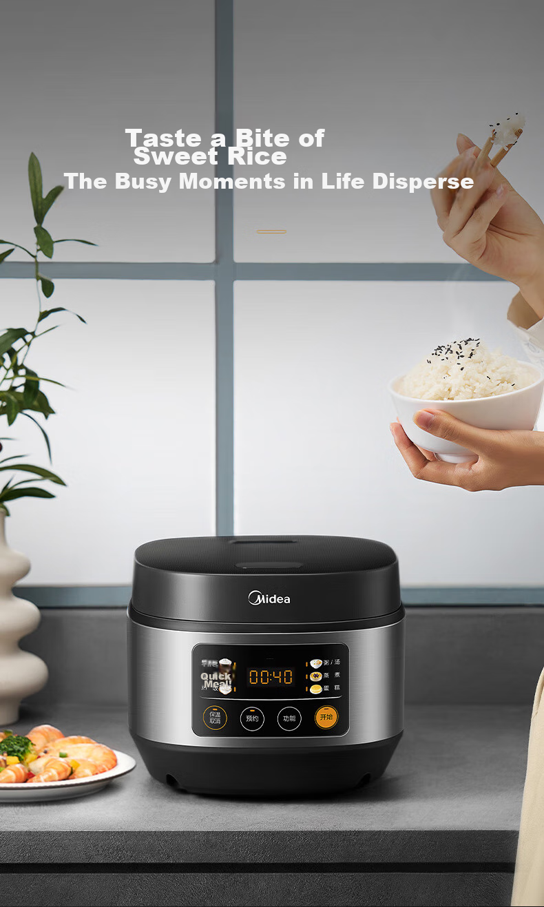 Midea Low-Sugar Rice Cooker, Non-Coated 3L Capacity for 2-3 People, Non-Coated 316L Stainless Steel Inner Pot, One-Touch Firewood Rice, Multi-Functional for Home Use MB-3E91LS 7