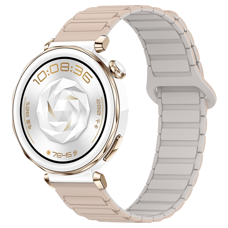 KMaxAI Magnetic Silicone Watch Band Compatible with Huawei Watch GT6/5 41mm, GT5 Pro 42mm, Fresh And Creative Replacement Strap for Women, Dopamine Style, Milk Tea Color