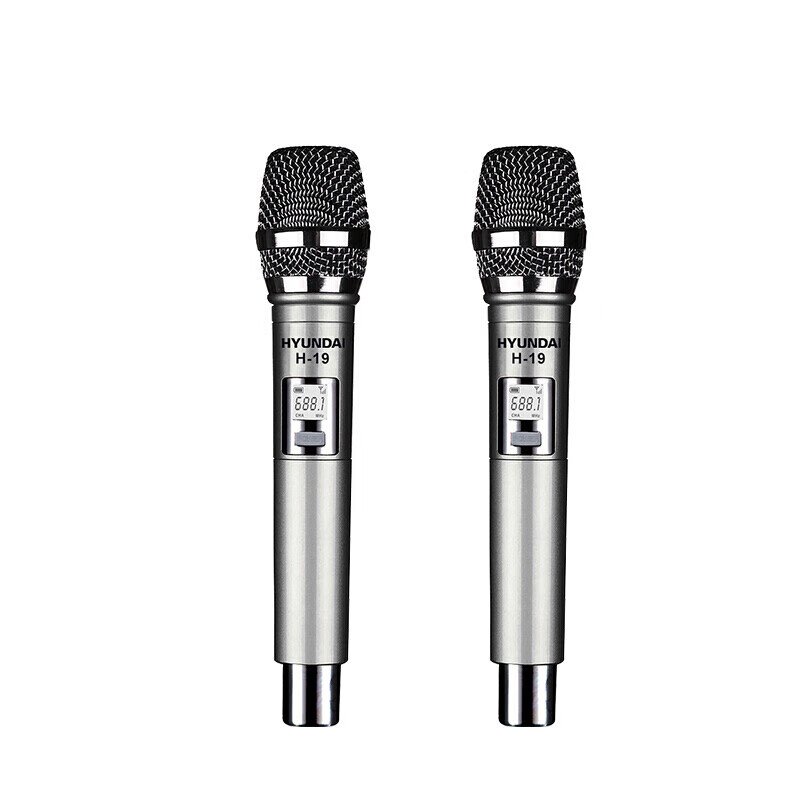 HYUNDAI H-19 Wireless Microphone System, Dual Channel UHF Transmitter And Receiver, for Home KTV, Handheld Use in Meeting Rooms, Outdoor Events, And General Stage Performance
