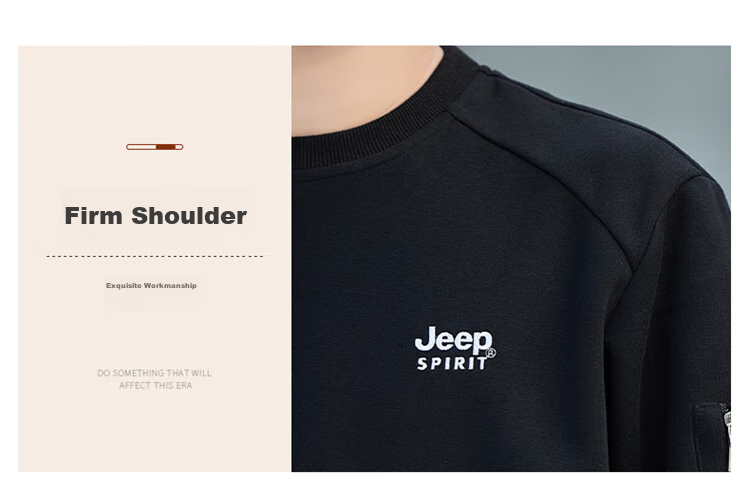 JEEP SPIRIT Men's Sweatshirt, Autumn And Winter Menswear, Long-Sleeve T-Shirt, Loose-Fitting Korean-Style Trendy Top Jacket, Army Green, 2XL 8