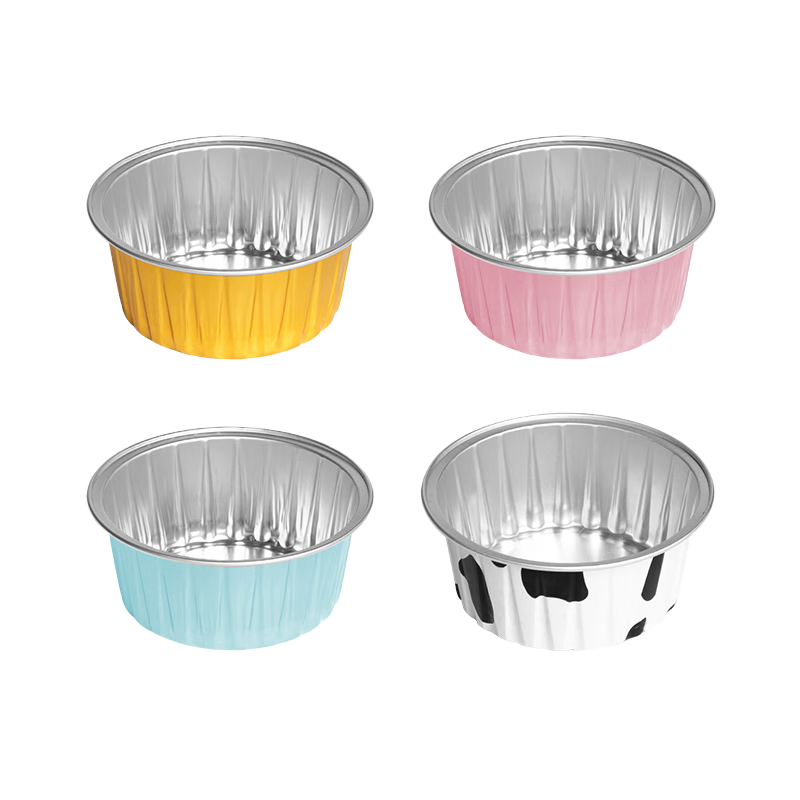 Faxilon Air Fryer Oven Aluminum Foil Bowls, 40 Mixed Colors, Shrimp-Shaped Egg Cups, Pudding Cups, Cake Molds for Baking