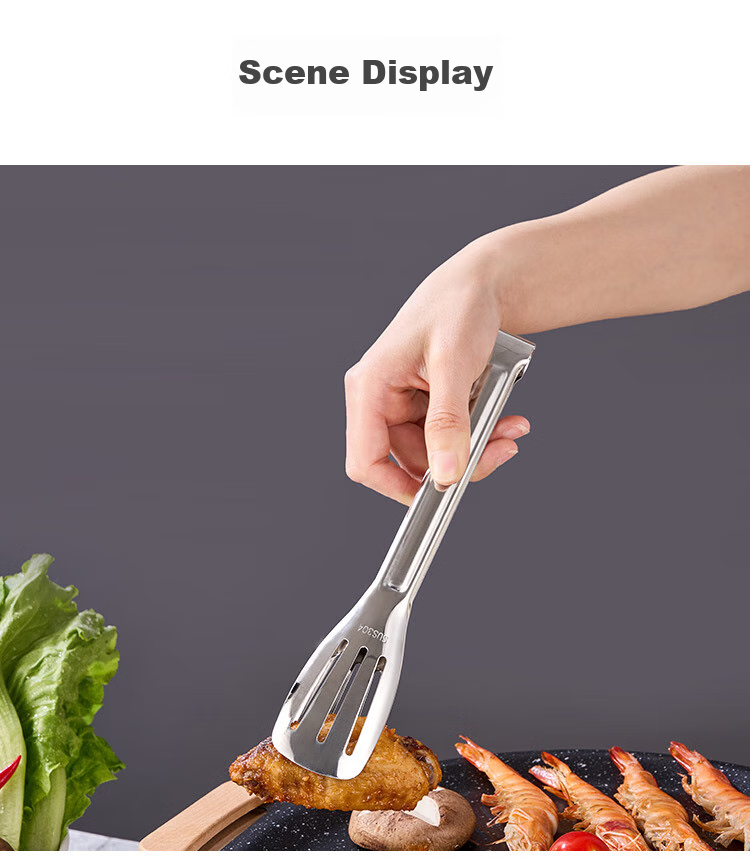 Suncojia 304 Stainless Steel Steak Tongs, Multifunctional Food Tongs, Barbecue Tongs, Kitchen Bread Food Tongs, Baking Tools 8