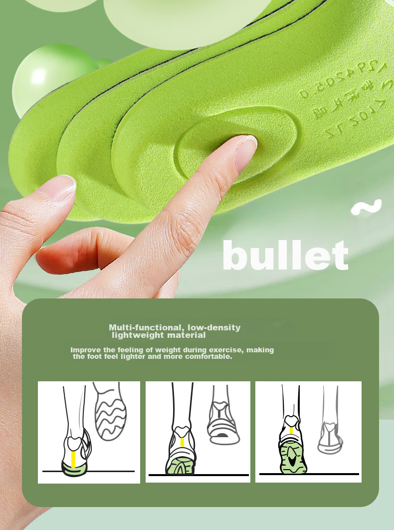 Nanjiren 2 Double Antibacterial Deodorizing Sports Insoles for Men And Women, Odor-Resistant Breathable Non-Stuffy Sweat-Absorbing Shock-Absorbing Soft Cushioning Long-Standing Comfortable Size 40 9