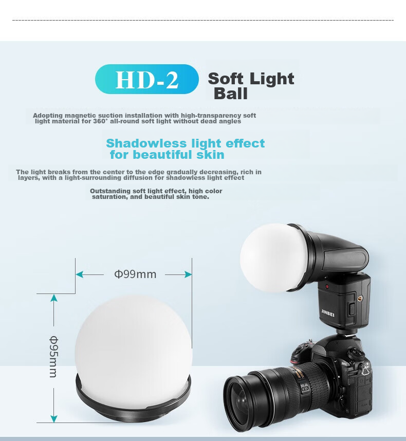 JINBEI Accessory Kit Adapter Ring for HD-2MAX/PRO/HD-1 Set-Top Flasher, HD-2 Soft Light Ball [Suitable for HD-2MAX/HD 1