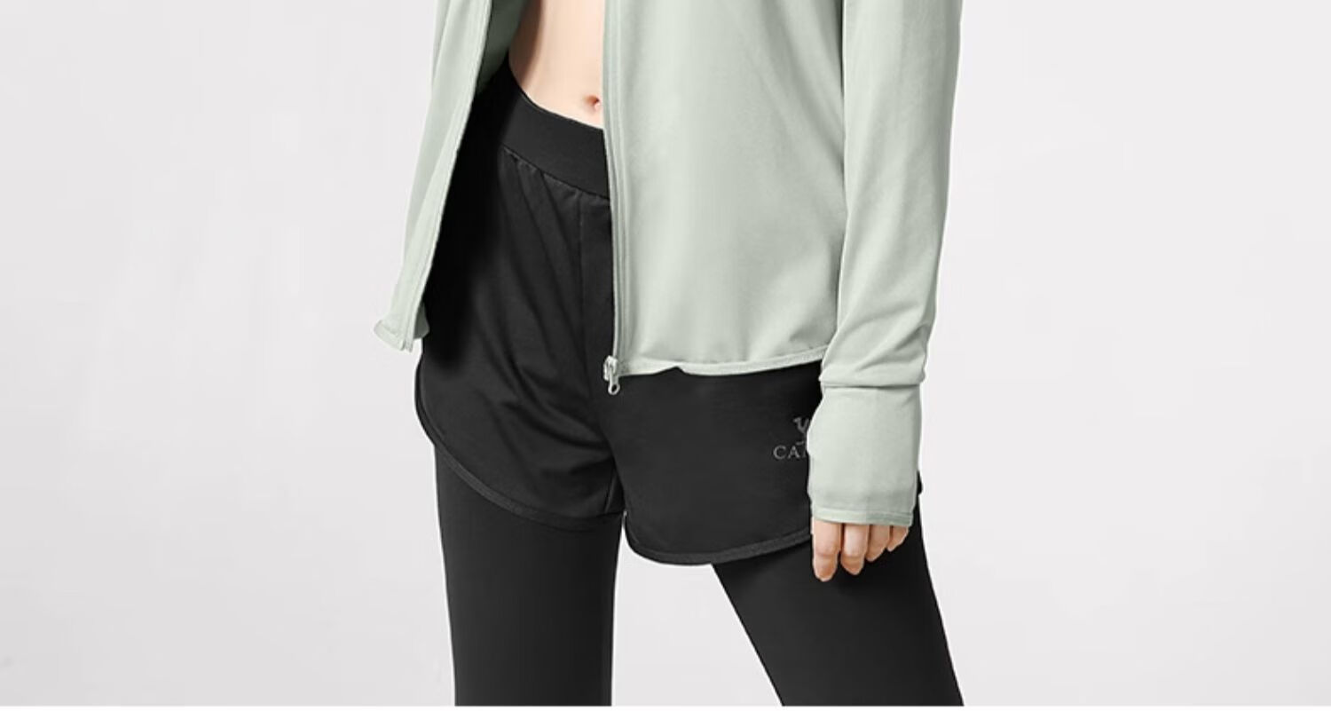 CAMEL Yoga Outfit for Women, Long-Sleeve Autumn And Winter Sportswear, Morning Running Clothes YK22255493, Sky Blue/navy Blue 18
