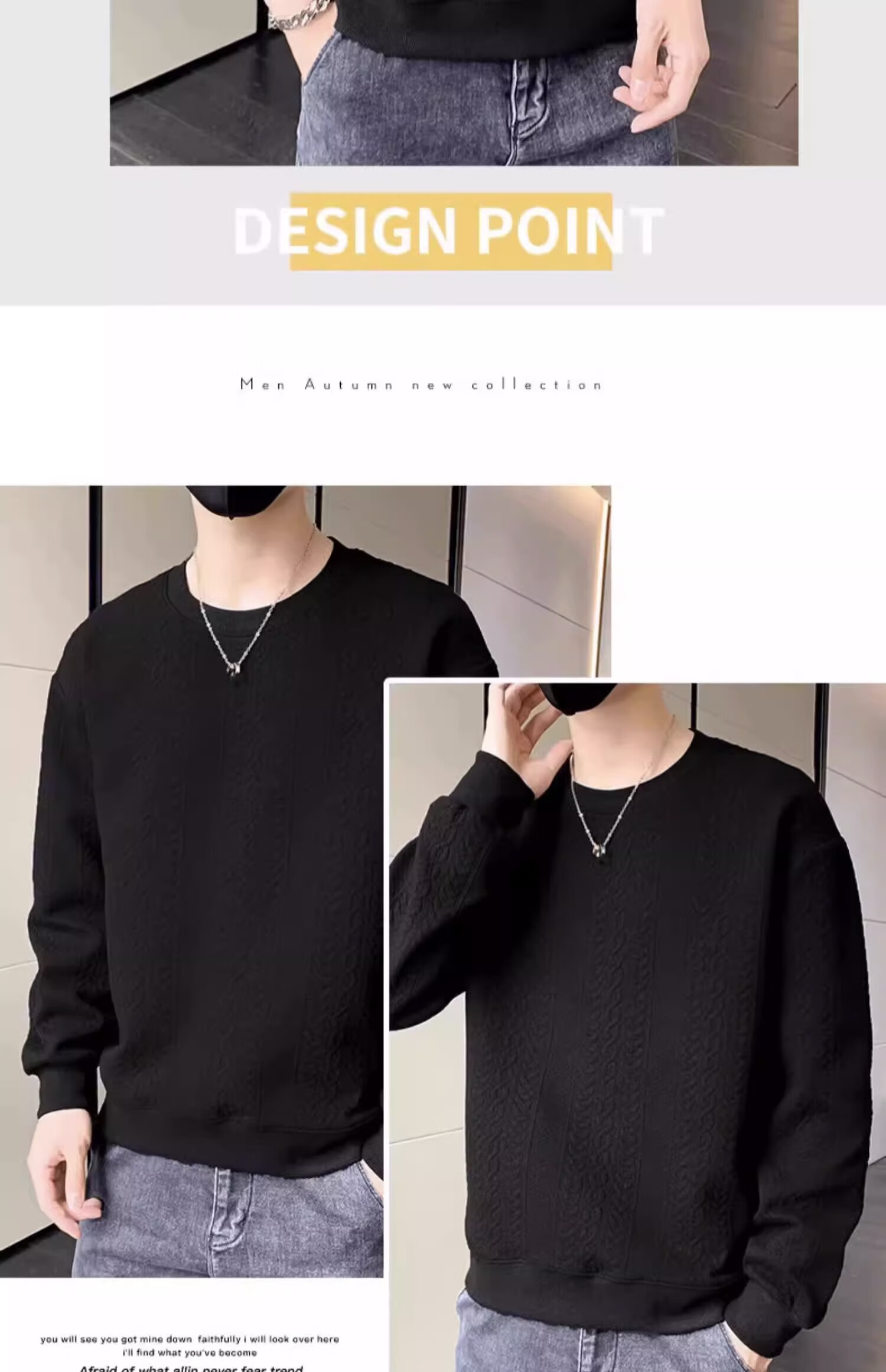 Dingfengbaoluo Men's Long-Sleeve T-Shirt, Spring Versatile Fashion Jacquard Sweatshirt, Loose Trendy Top, JE2221 White XL 15