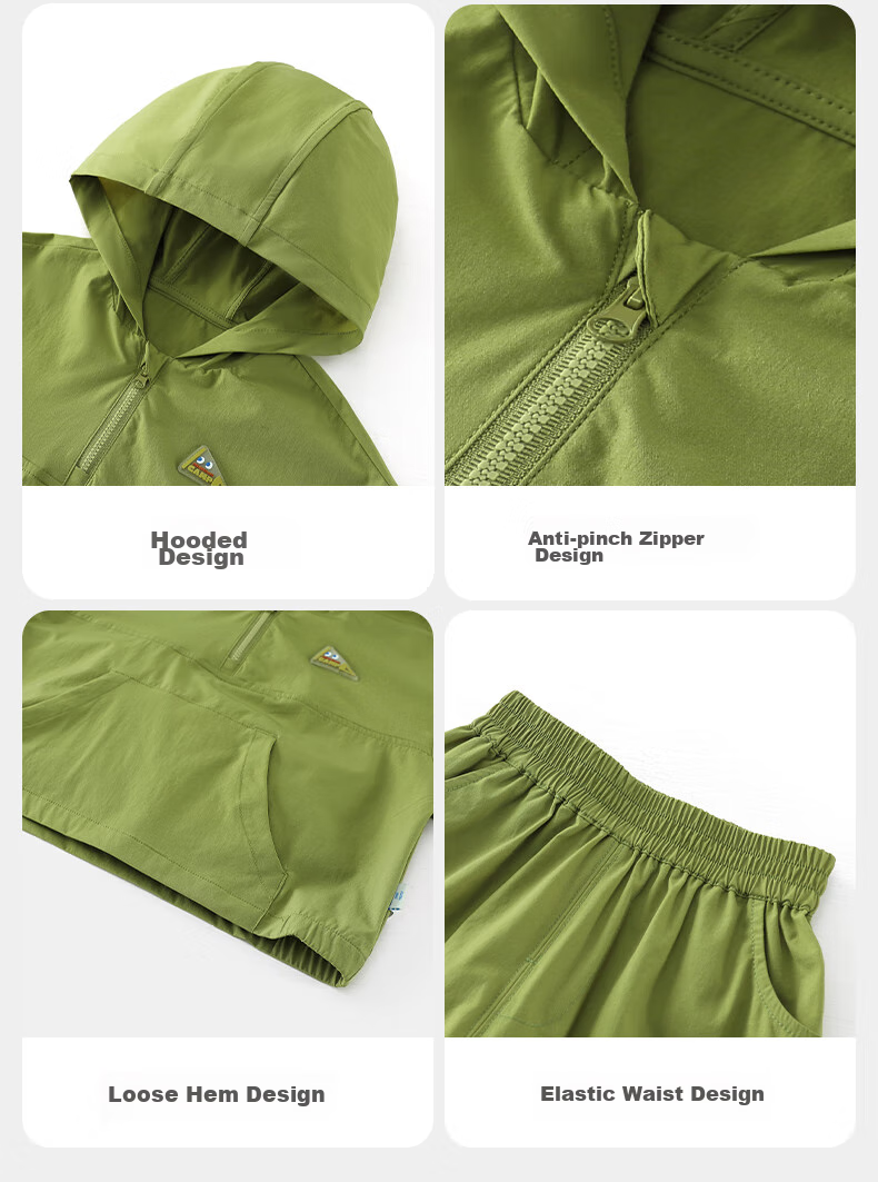 Ciciibear Boys' Summer Outfit Set, Cool Outdoor Children's Hooded Workwear, Baby 10