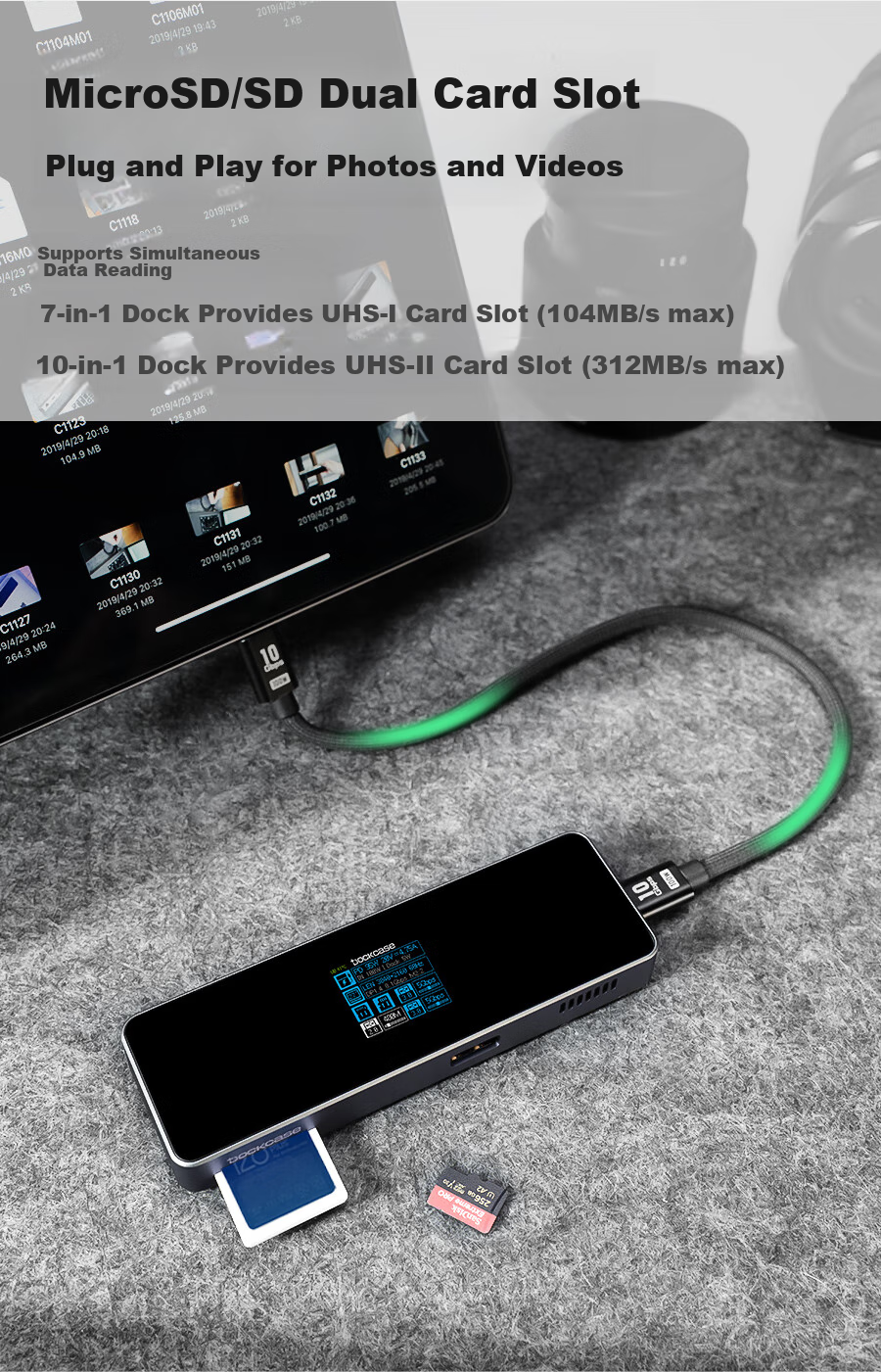 DOCKCASE Smart Visual Type-C 6-in-1 Docking Station with Gigabit Ethernet USB 4K60Hz Gaming Desktop Expansion HDMI Screen Mirroring for MacBook Apple Laptop 6