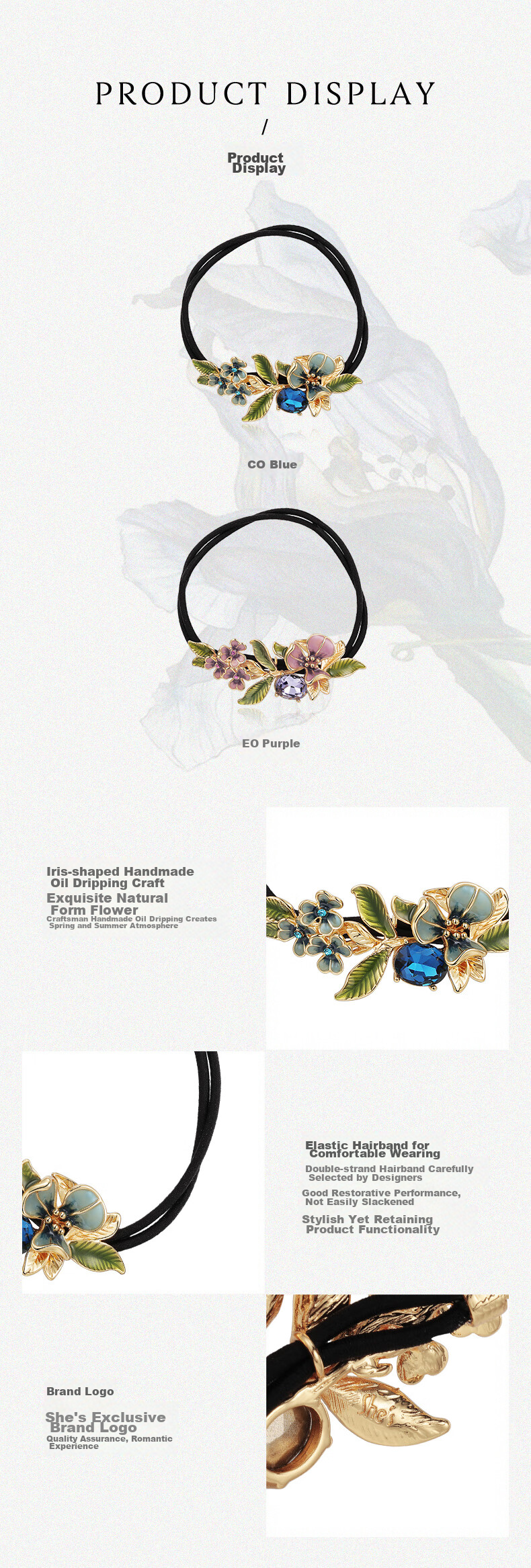 She's Van Gogh Iris Oil-Drip Hair Tie, Gradient Flower Ponytail Holder, Birthday Gift 4