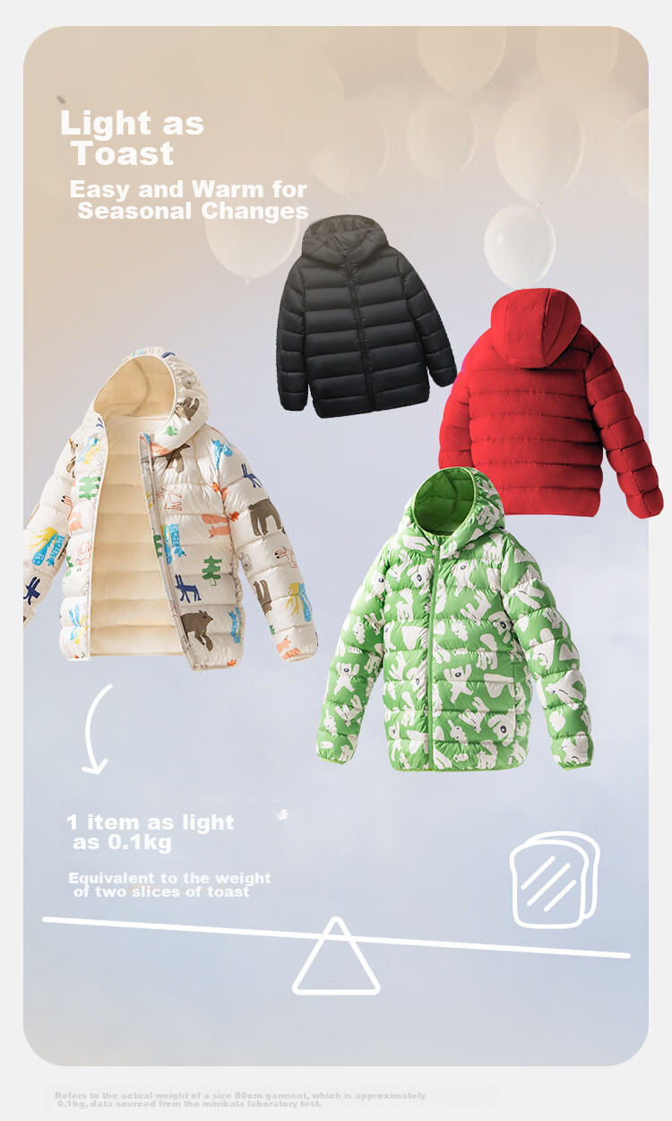 Minibala Unisex Kids Lightweight Warm Ribbed Down Jacket 2025 Autumn Winter New Arrival, Water-Resistant 3