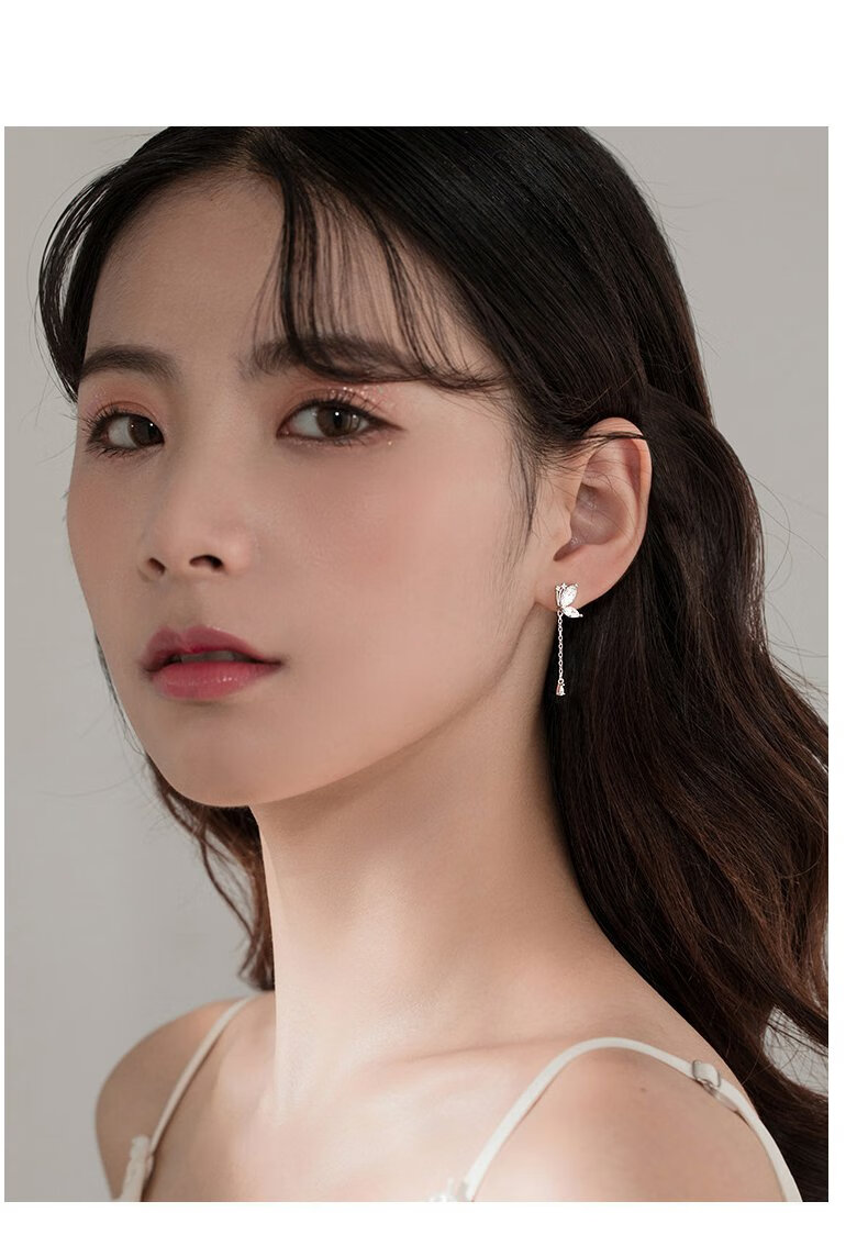 Dijing 999 Sterling Silver Long Earrings with Tassel Butterfly Studs, Birthday Gift for Women, Fashionable Ear Jewelry for Girlfriend 1