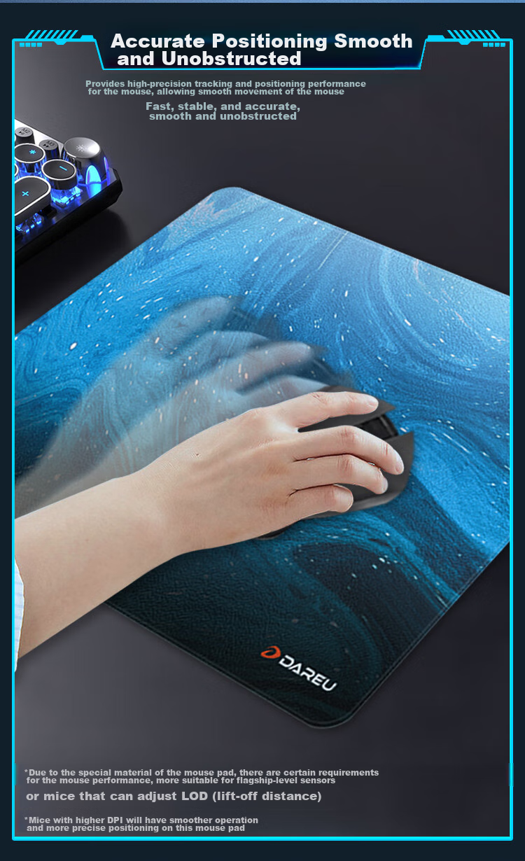 DAREU Full Steel Tempered Micro-Etched Photovoltaic Glass Mouse Pad, FPS Smooth Gaming E-Sports Mouse Pad, Waterproof Sweat-Resistant Large Size CSGO/Valve/Professional Grade Desk Mat, Cloud Flow 4