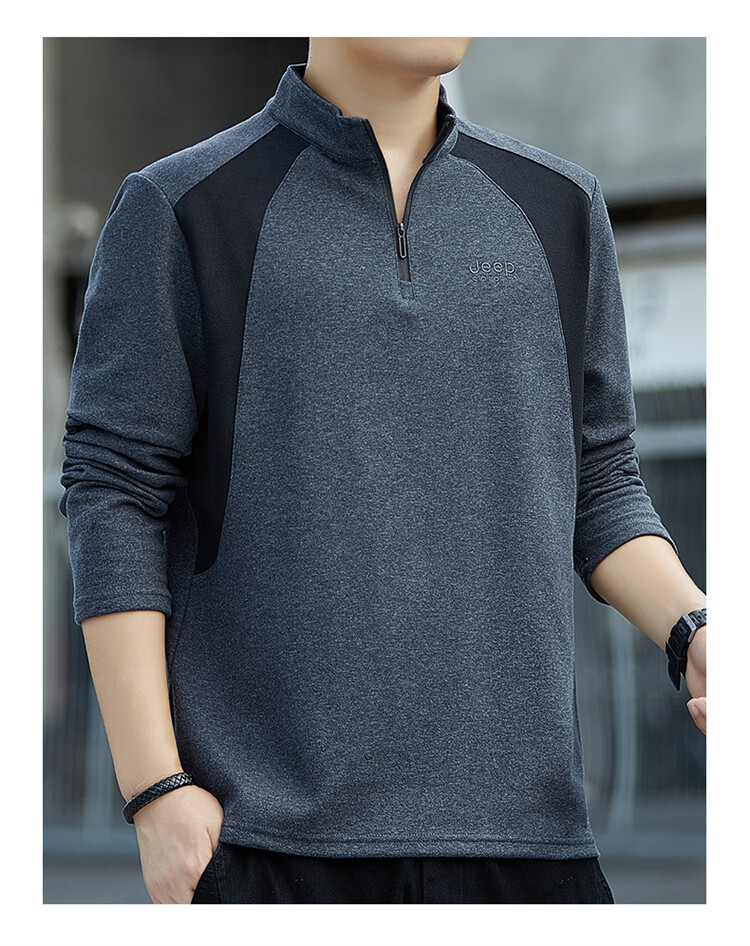 JEEP SPIRIT Men's Sweatshirt, Autumn And Winter Long-Sleeve T-Shirt, Casual Loose-Fitting Top, Trendy Base Layer 14