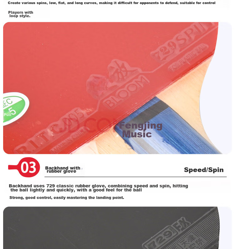 729 Table Tennis Paddle Horizontal Handle 6-Star Double-Sided Racket Colorful Six-Star Carbon Fiber Ping Pong Paddle Double-Sided Reverse Rubber 8