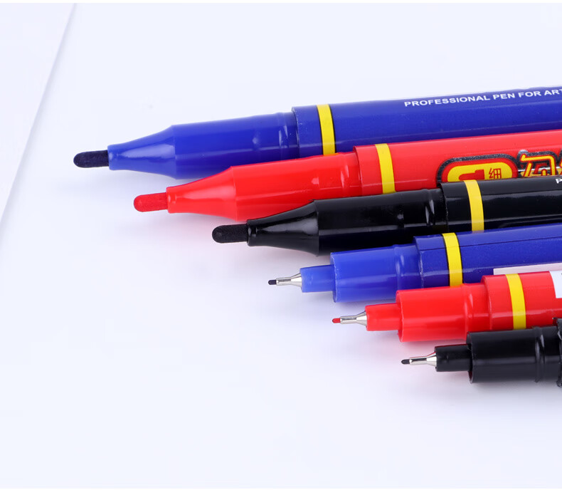BAOKE MP2906 Double-Ended Water-Based Fine Liner Pen for Art Drawing, Black, 12 Pens/Box 12