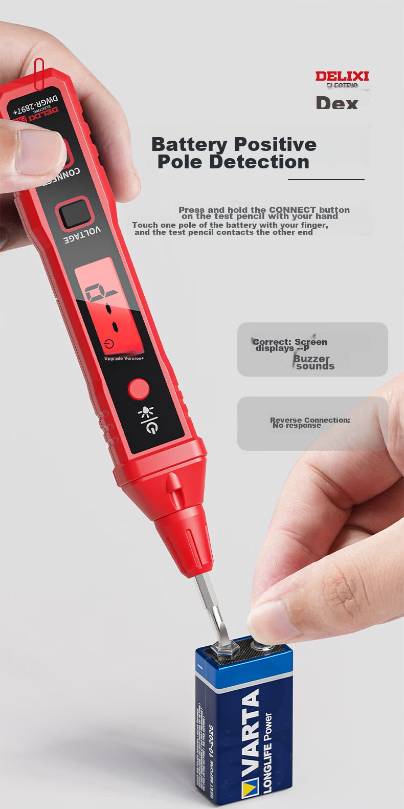 DELIXI Smart Voltage Tester, Multi-Functional Wire Detector with Digital Display, Professional Electrician's Induction Voltage Pe 11
