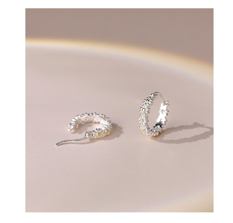 Dijing Wheat Ear Studs Women's 925 Silver Earrings Hoop High-End Elegant Ear Accessories Ear Clips Christmas Gift 8