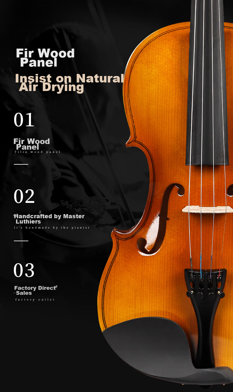 Minsine Handmade Solid Wood Violin 4/4 Size Adult Beginner Student Entry-Level Performance Instrument 5