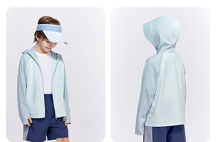BOSIDENG National Standard Sun Protection Jacket Unisex Kids UV Protection Cooling Mint Mambo Hooded Outdoor Coat 27