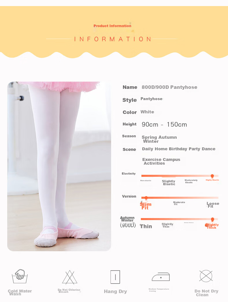 Aiwuge Children's Thermal Dance Socks, White Exam Practice Socks, Base Layer, Wearable Outside, Pantyhose, 800D, Size S 4